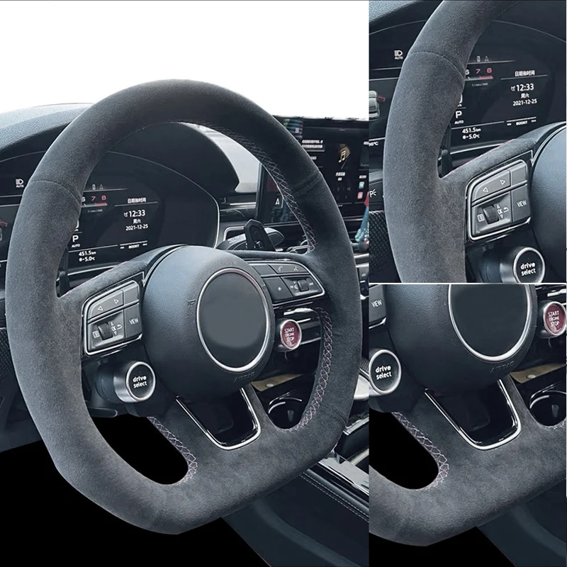 Suede Car Steering Wheel Braid Cover for Honda Civic 11 2020-2026 Accord 11 CRV CR-V HRV ZRV 2023-2026 Breeze 2025 Pilot 2023