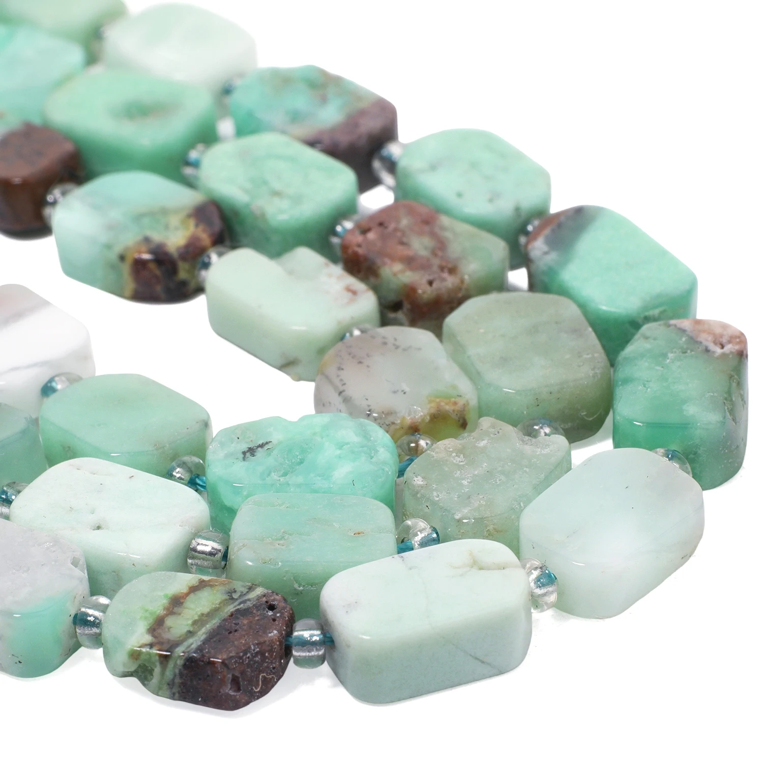 AAA+ Irregular Rectangle Natural Stone Blue Green Chrysoprase Beads Square Spacer Beads for Jewelry Making DIY Charms Bracelets