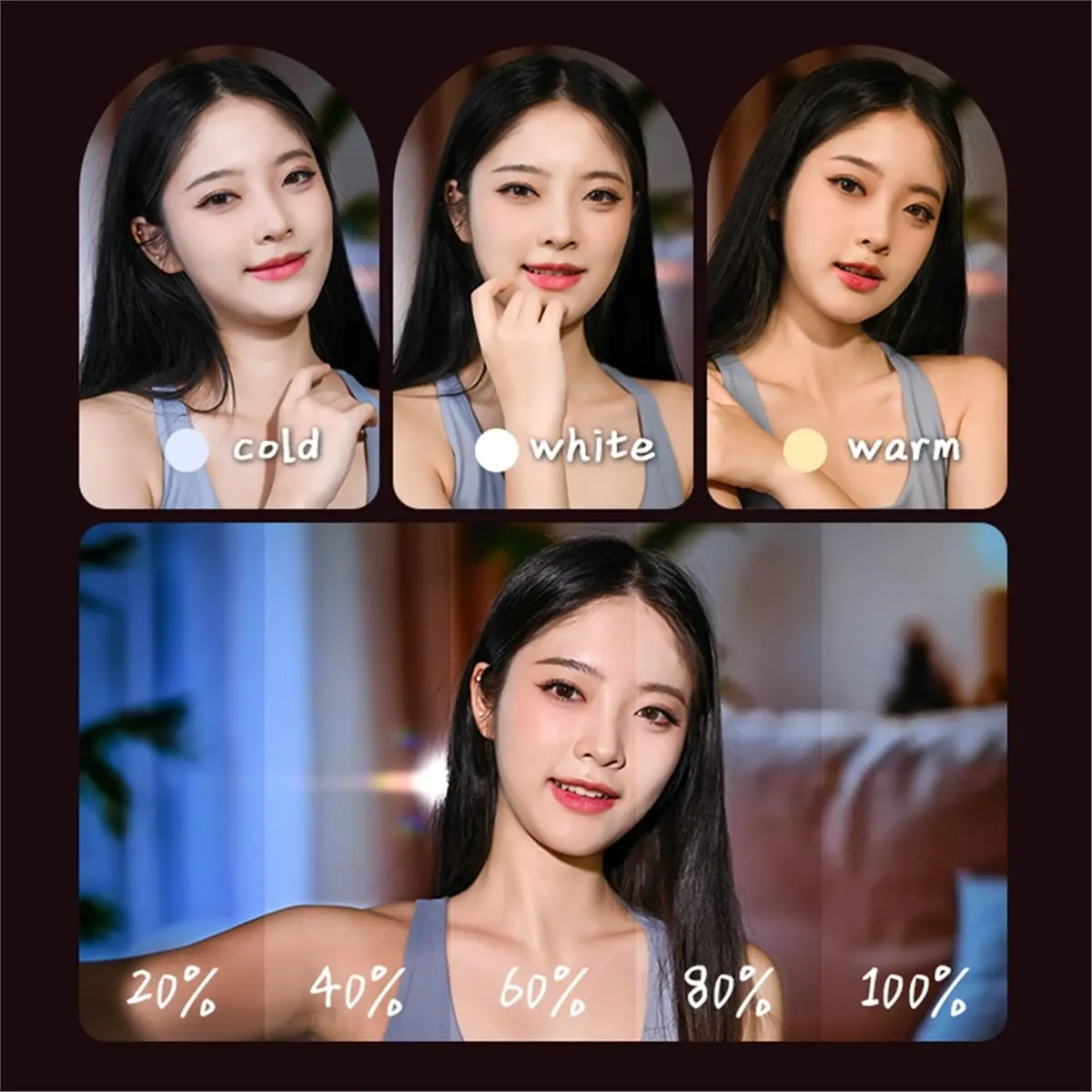 4-in-1 Selfie Makeup Light Magnetic Fill Light Portable Pocket Light Strip Mirror Outdoor Touch-Up Lighting Phone Stand