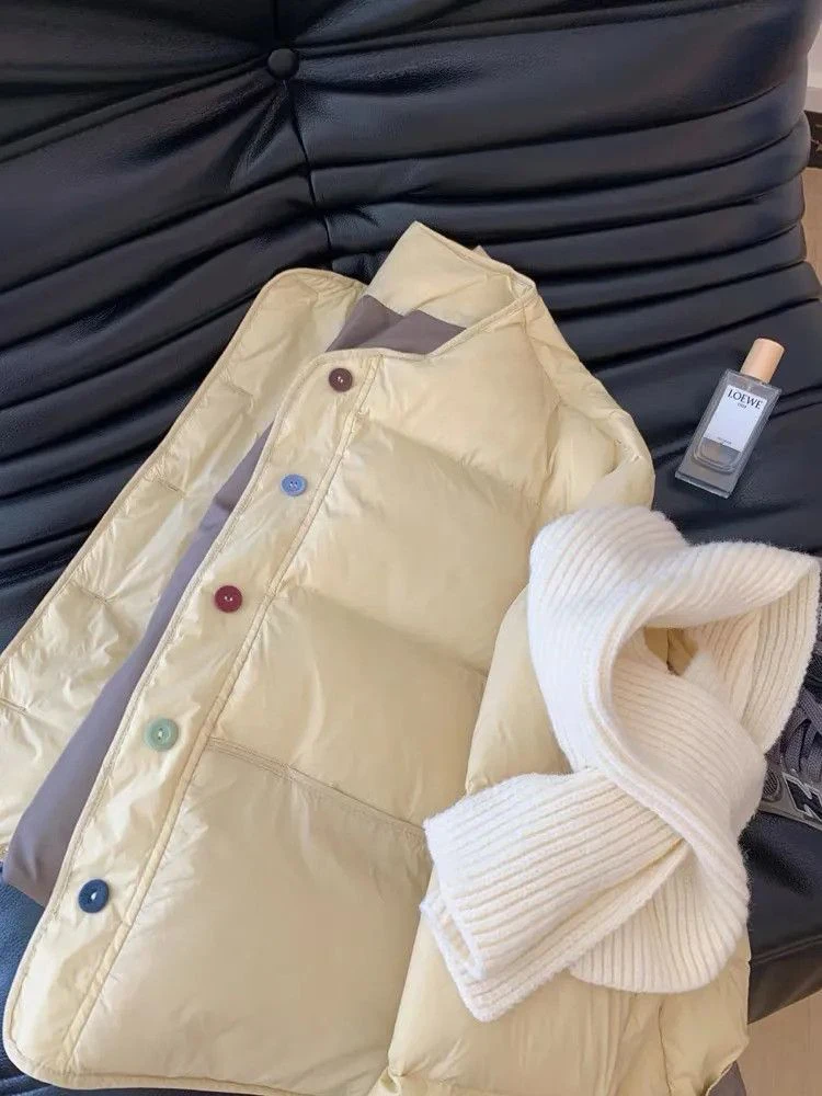 Winter Warm With Scarf Parkas Women Y2k Streetwear Loose Single Breasted Crop Puffer Korean O Neck Fluffy Down Coats New