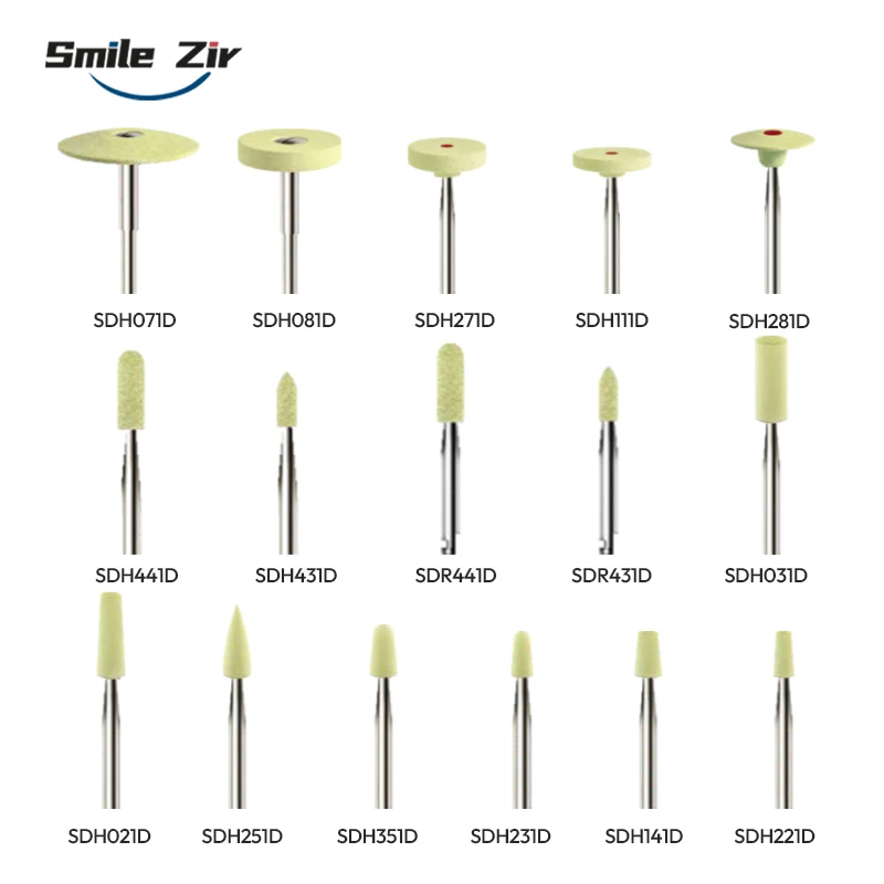 1pcs Dental Zirconia Diamond Grinder Poliser HP2.35mm High-efficiency Dental Lab Yello Stone For Finishing Adjusting Zirconia
