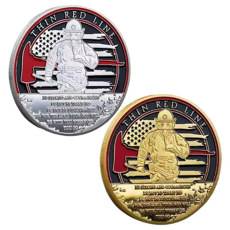 Firefighters Iron Commemorative Medal Collection Coins Commemorative Coins Diameter 4cm exquisite three-dimensional relief craft