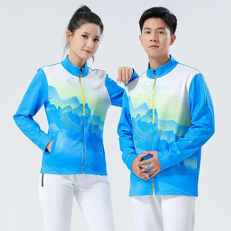

Women Men Tennis Jacket 2025 Autumn Winter China Dragon Print Long Sleeve Table Tennis Golf Ping Pong Badminton Coat/ Pants