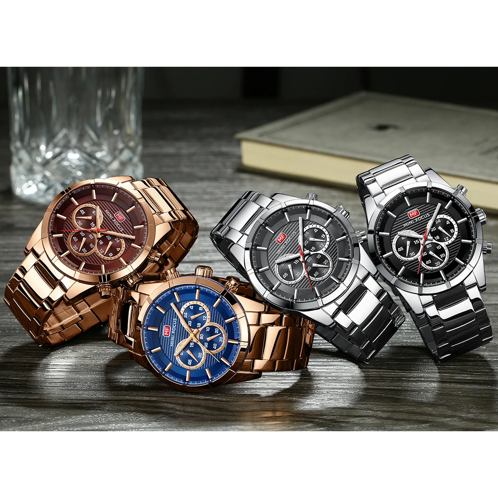 reloj hombre MINI FOCUS Luxury Mens Watches Fashion Military Square Chronograph Quartz Wristwatches Sports Waterproof Watch MF