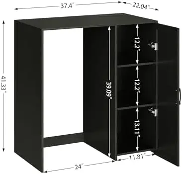 Mini Fridge Cabinet with Storage, Coffee Bar Cabinet with Power Outlet, Fits 24