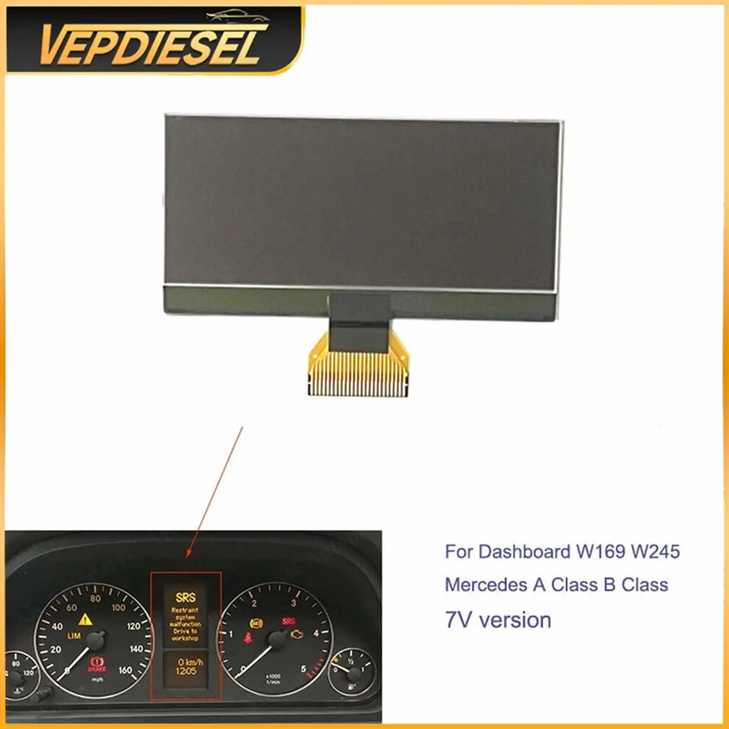 LCD Display 97x50mm 164x64 Pixel for Mercedes A-Class W169 C169 B-Class W245 Dashboard 7 Volt Version 0263643042 Car Accessories