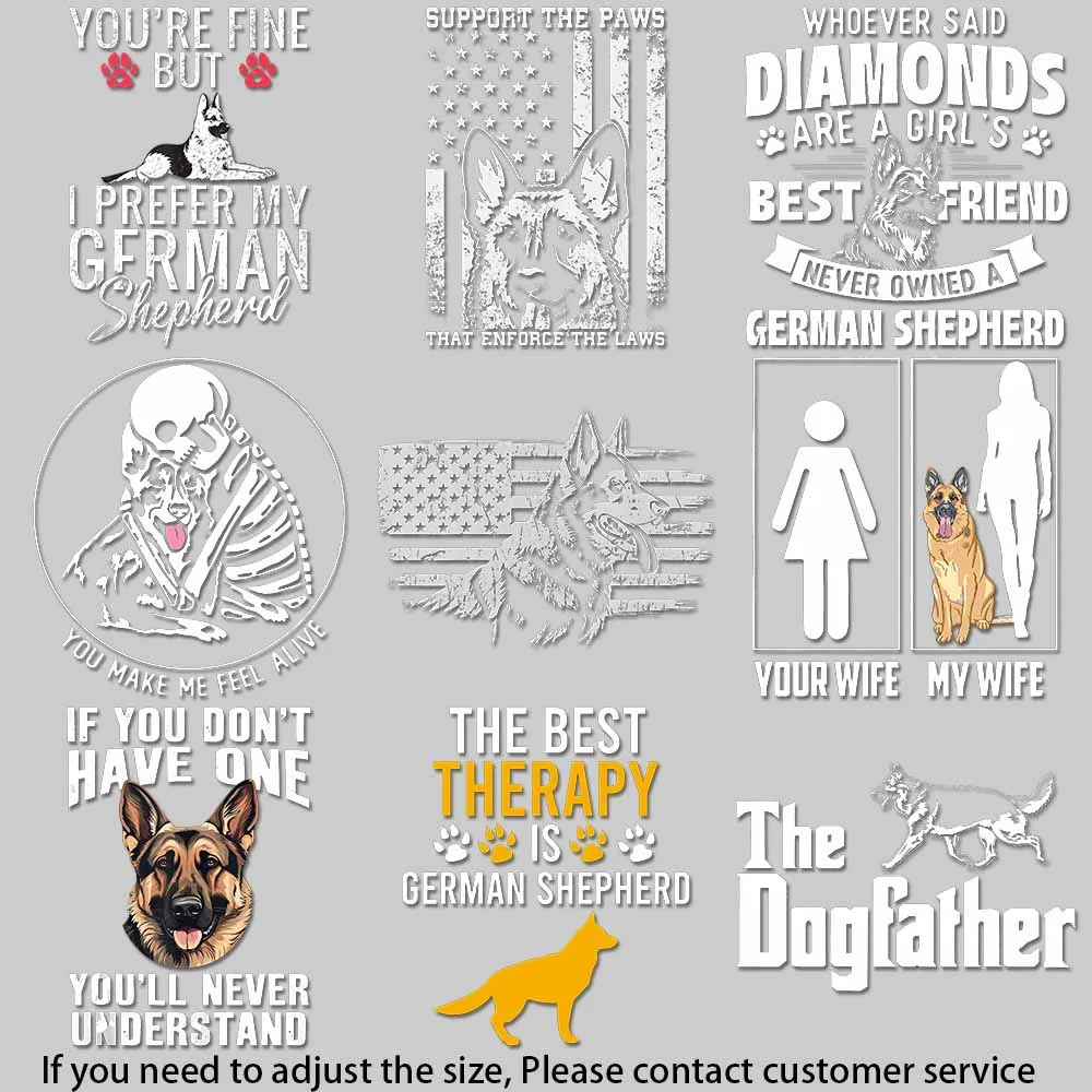 Funny German Shepherd Lover Design, Simple & Modern Style, Perfect for Dog Fans & DIY Apparel High quality adhesive backing
