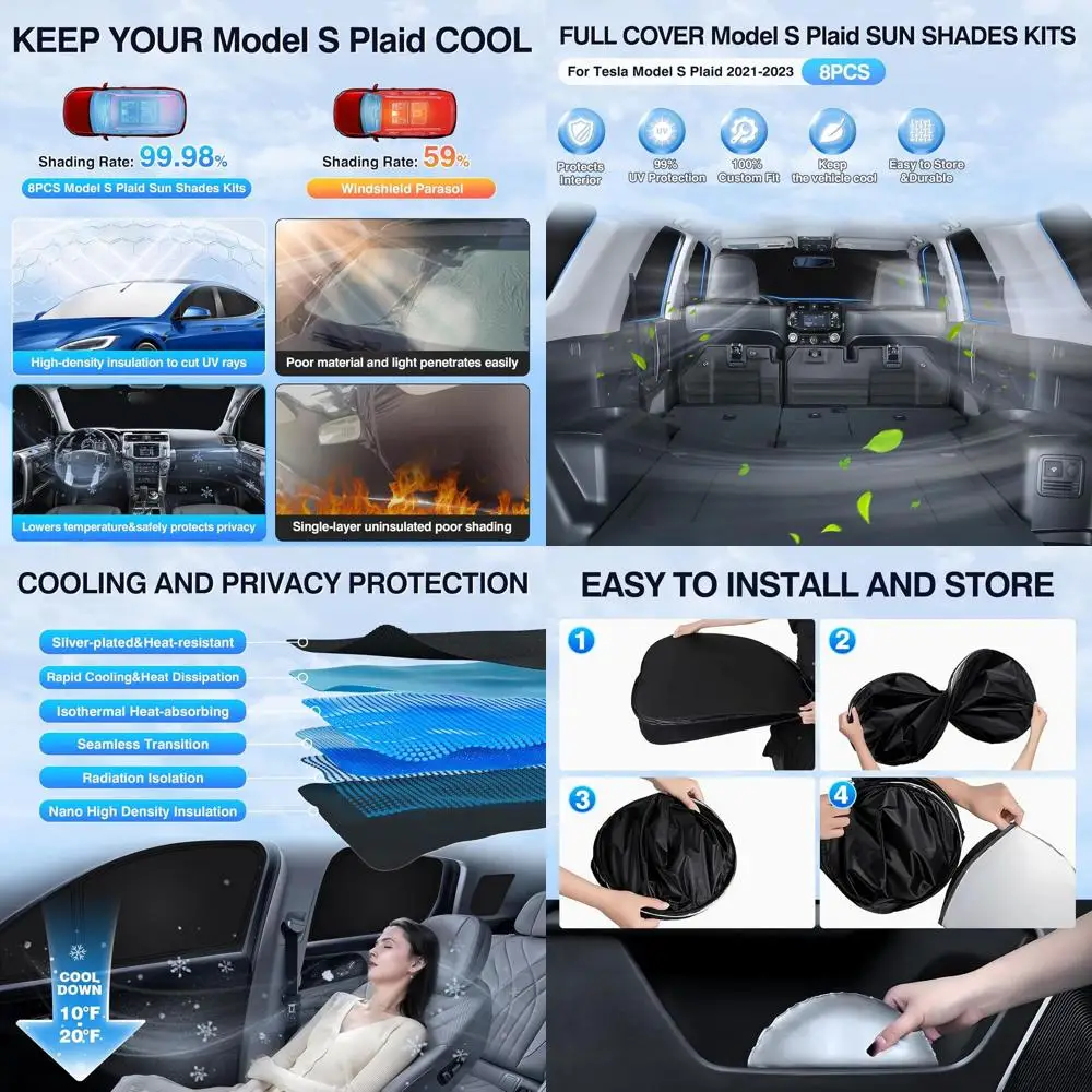 

Universal Side and Rear Window Shade Covers for Cars, UV & Heat Blocking Sun Visors