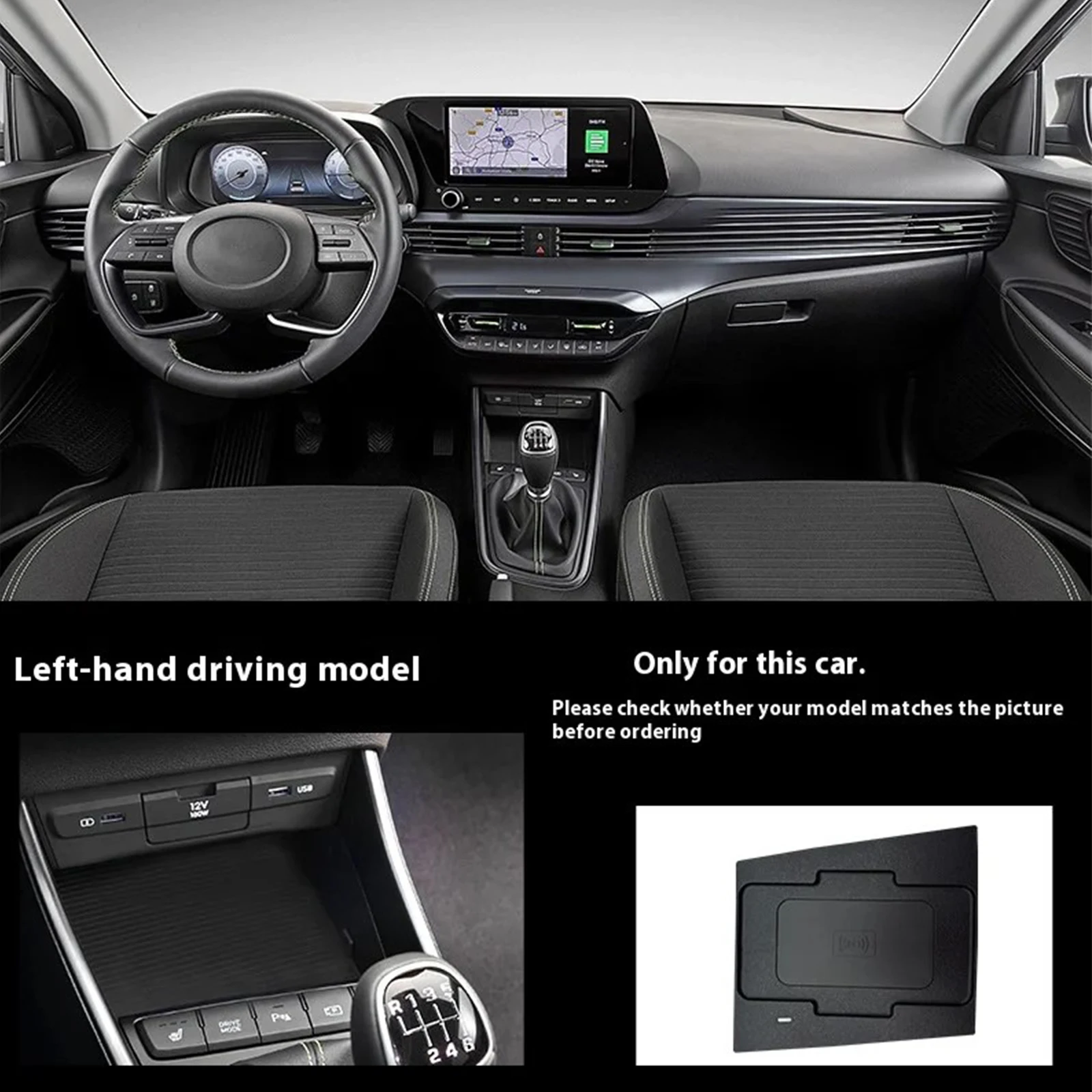 2Din for Hyundai I20 2020 2021 2022 Car Wireless Mobile Phone Charger Center Console Storage 18W iphone fast charge plate holder view 2