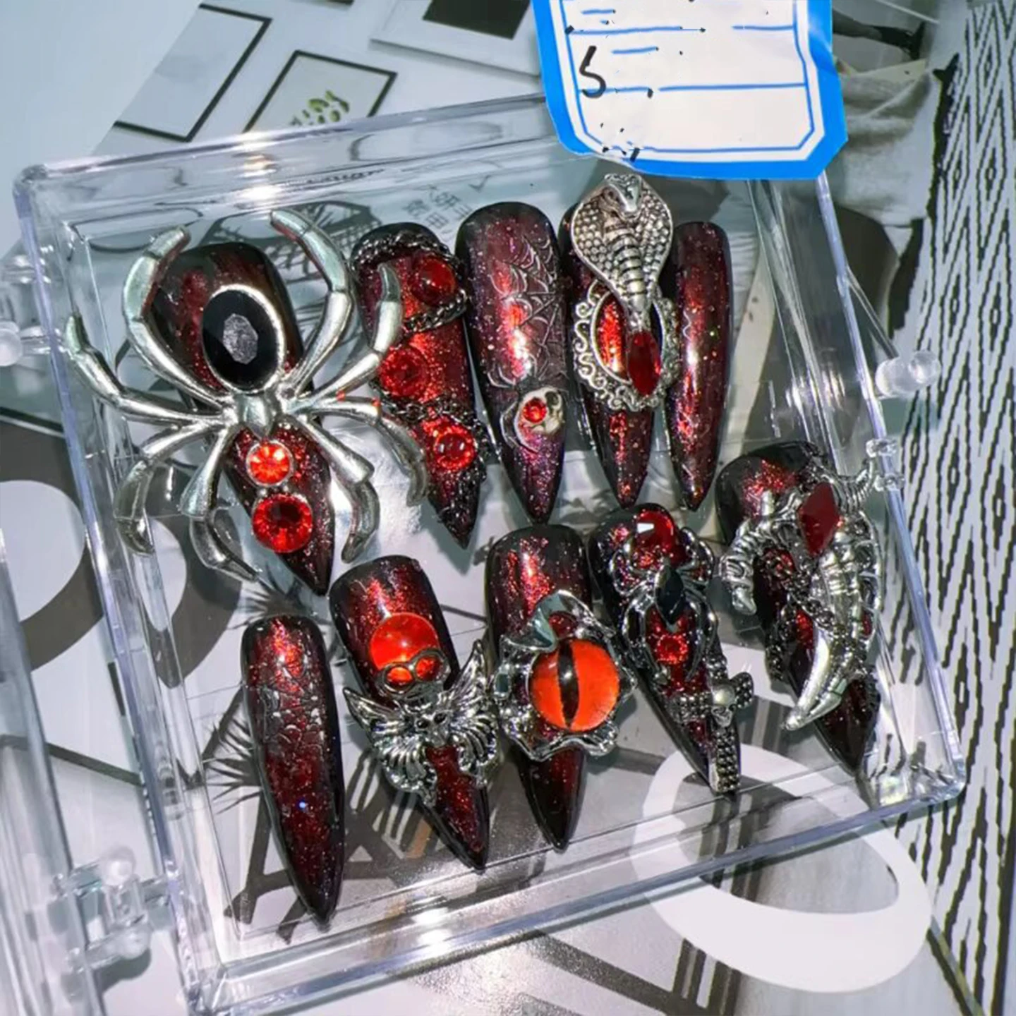 10/11Pcs High Quality Handmade Press on Nails Heavy Industry Pure Hand Drawn Purple Emperor Dragon Exaggerated Super Cool
