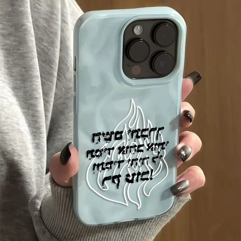 New Fashion Flame Pattern Silicone Soft Phone Case for iPhone 17 16 15 14 13 12 11 Pro Max 17 Air Folds Texture Shockproof Cover view 3