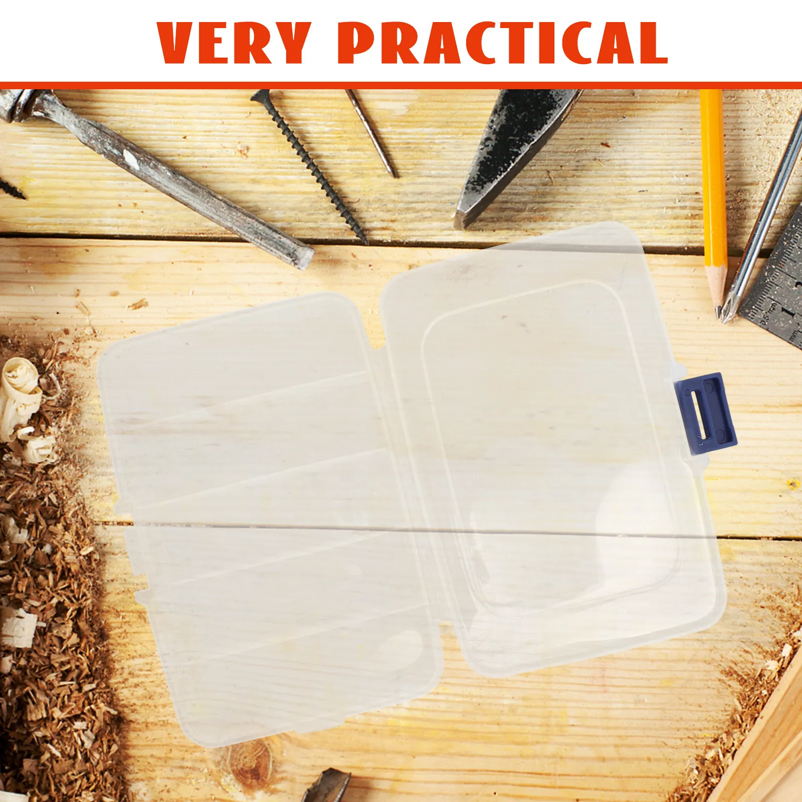 

Sturdy Rectangular Plastic Saw Storage Box Grid Organizer for Saw Blades Small Parts Tools Space Saving Portable Workshop