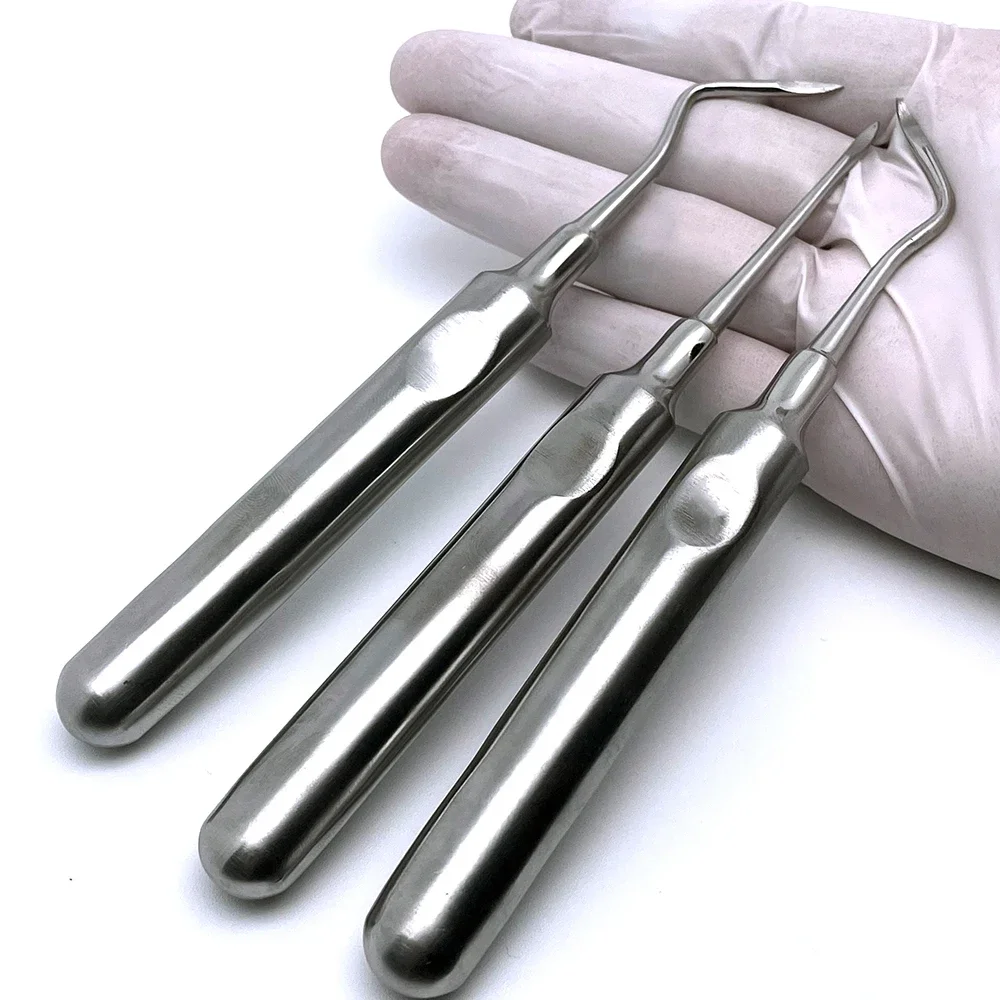 

Professional 3Pcs Stainless Steel Dental Extraction Forceps and Curved Root Elevator Set for Tooth Removal Procedures