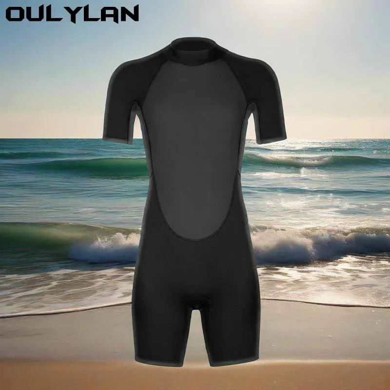 

Oulylan Back Zip Wetsuit for Diving Snorkeling Surfing 3mm Neoprene Full Body Diving Suit Swimming Rafting Mens Short Wetsuit