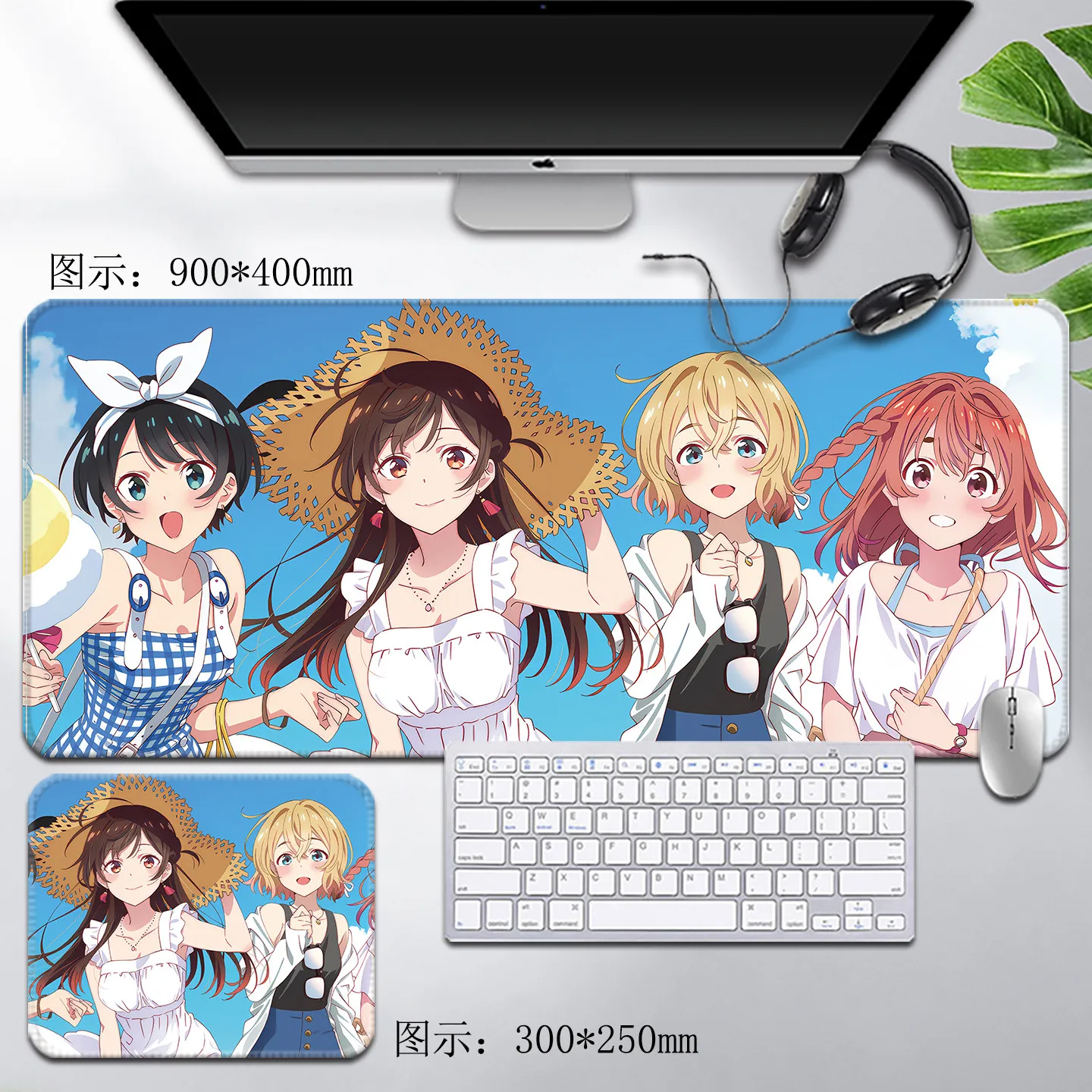 Pro Speed XXL Rent‑a‑Girlfriend Chizuru Mami Sumi Gaming Mouse Pad Non‑Slip Rubber Stitched Oversized Desk Mat for PC Gamer