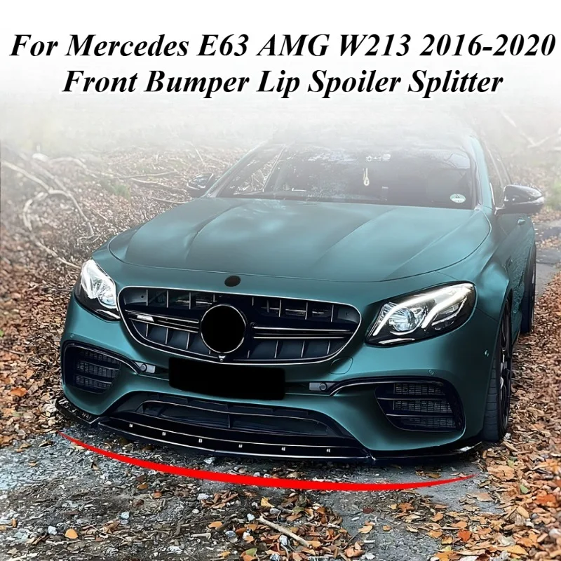 

For Mercedes E63 AMG W213 2016-2020 Front Bumper Lip Spoiler Splitter Kit Aggressive Style Carbon Fiber Look Body Styling Parts