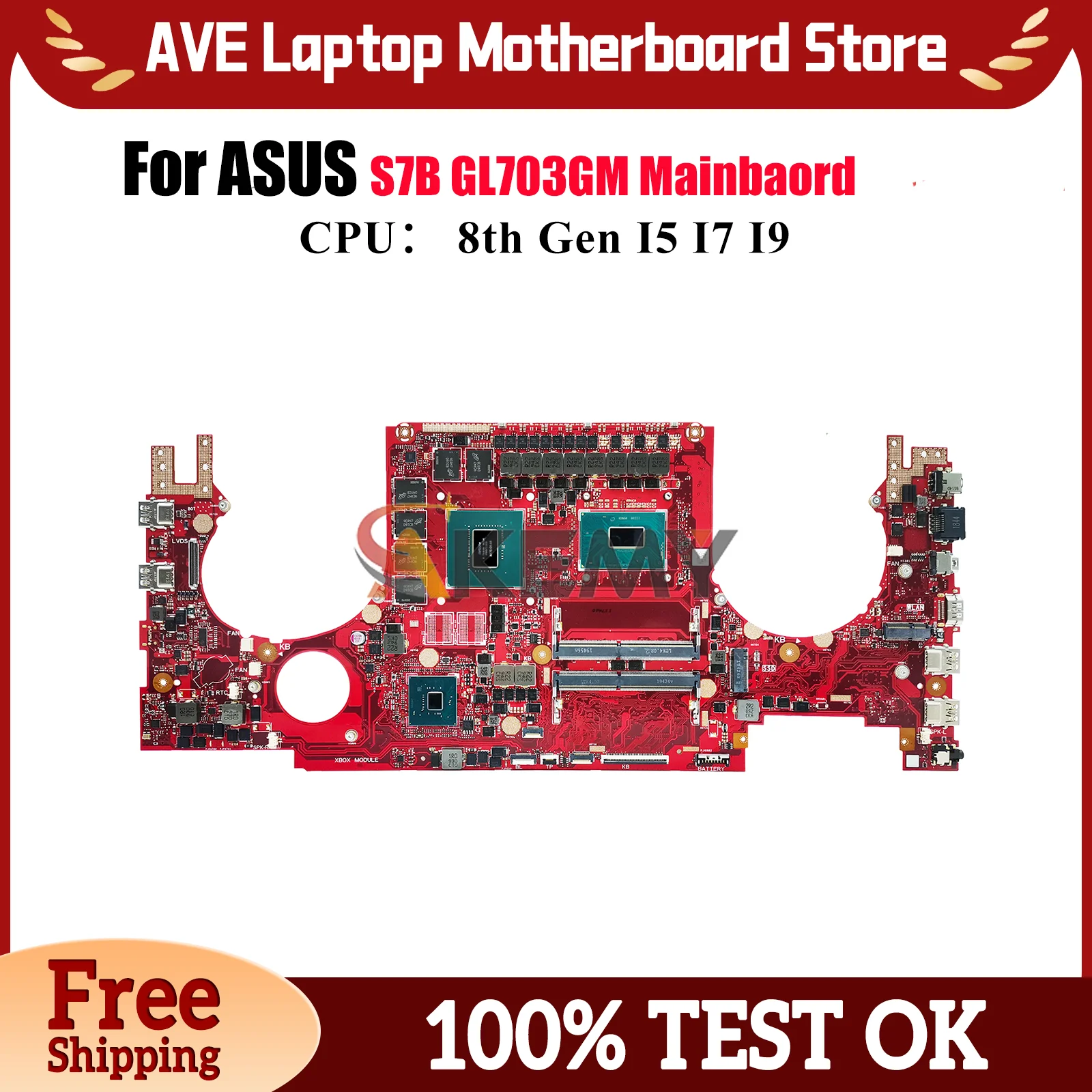 

GL703GS Laptop Motherboard For ASUS ROG Strix S7B GL703GM GL703G Notebook Mainboard With I5 I7 I9 CPU 100% tests OK fast ship