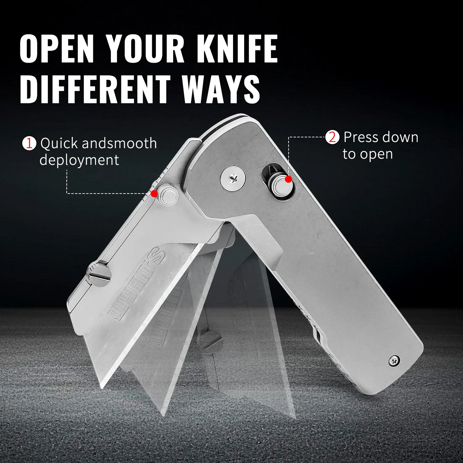 Utility Knife Titanium Alloy Folding Knife Pocket Knife EDC Wallpaper Cutter Paper Knife Replaceable SK5 Blades view 3