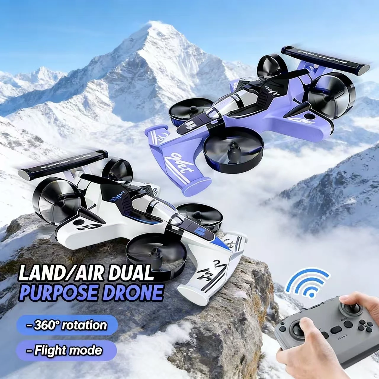 2.4G 2 in 1 Land Air Drone RC Car Professional Racing Off-Road Toy Quadcopter for Kids Adults Gift