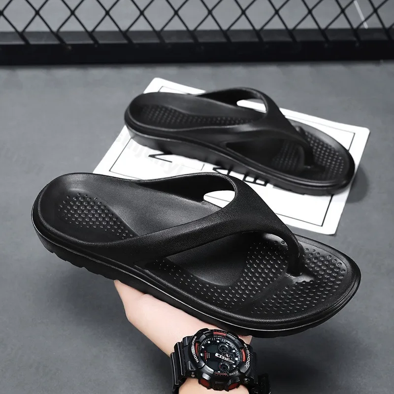 Men Slippers Flip Flops 2025 Summer Flat Shoes Non-slip Fashion Soft Trendy Open Toe Home Breathable Men Outdoor Beach Slippers