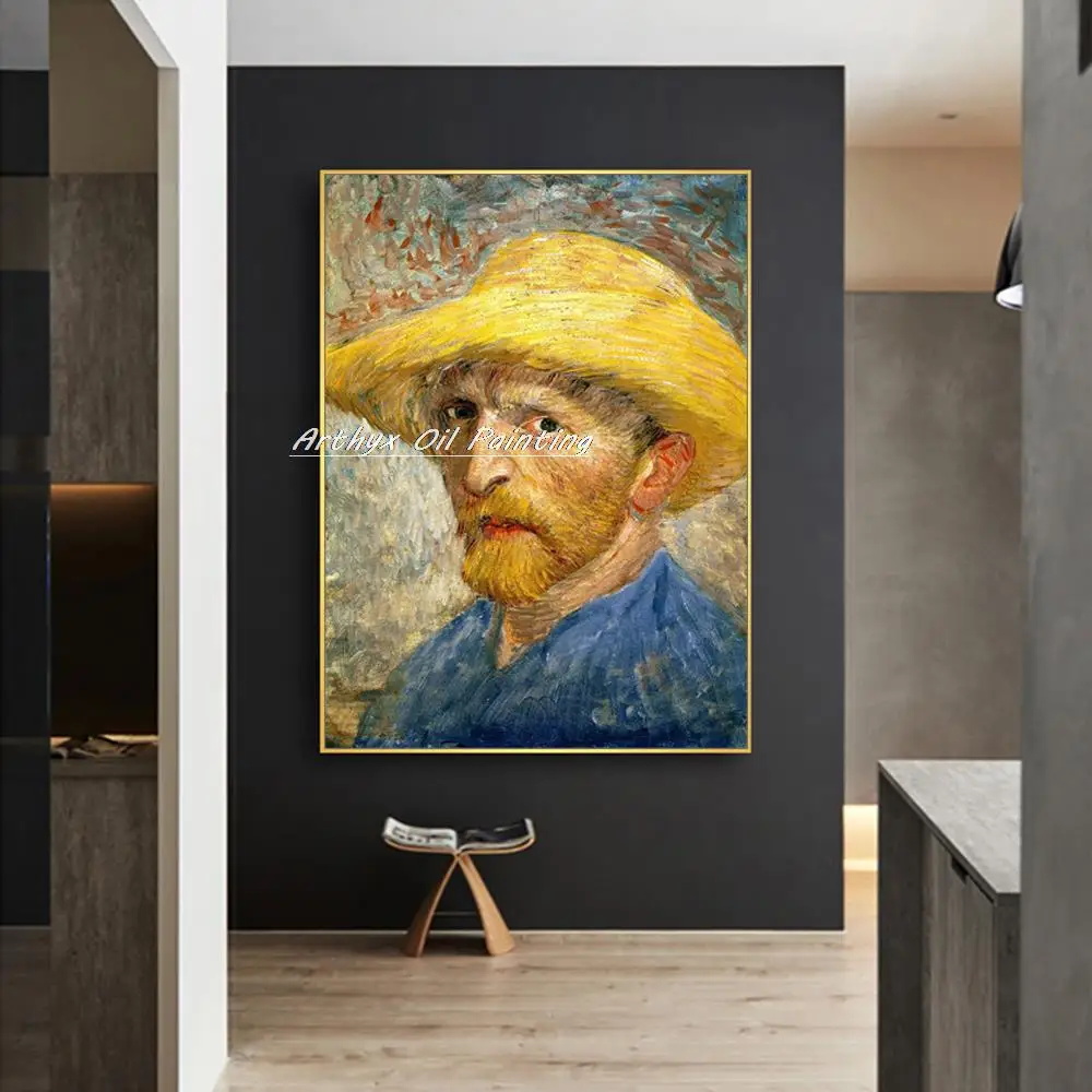 

Hand Painted Reproduction Self-portraits by Vincent van Gogh Oil Painting On Canvas,Wall Art,Pictures For Living Room,Home Decor