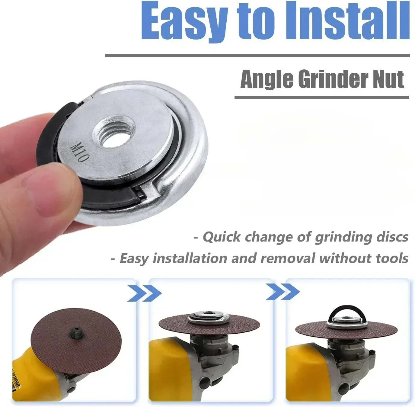 M14/M10 5/8"-11 Angle Grinder Quick Release Self-Locking Pressing Plate Flange Power Chuck for Angle Nuts Replacement Universal