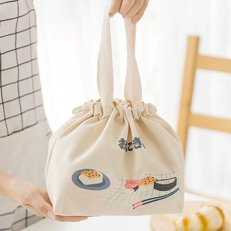 Cute Lunch Bags Thermal Women Picnic Bento Box Thermo Pouch Fresh Keeping Food Container Canvas Lunch Picnic Bags