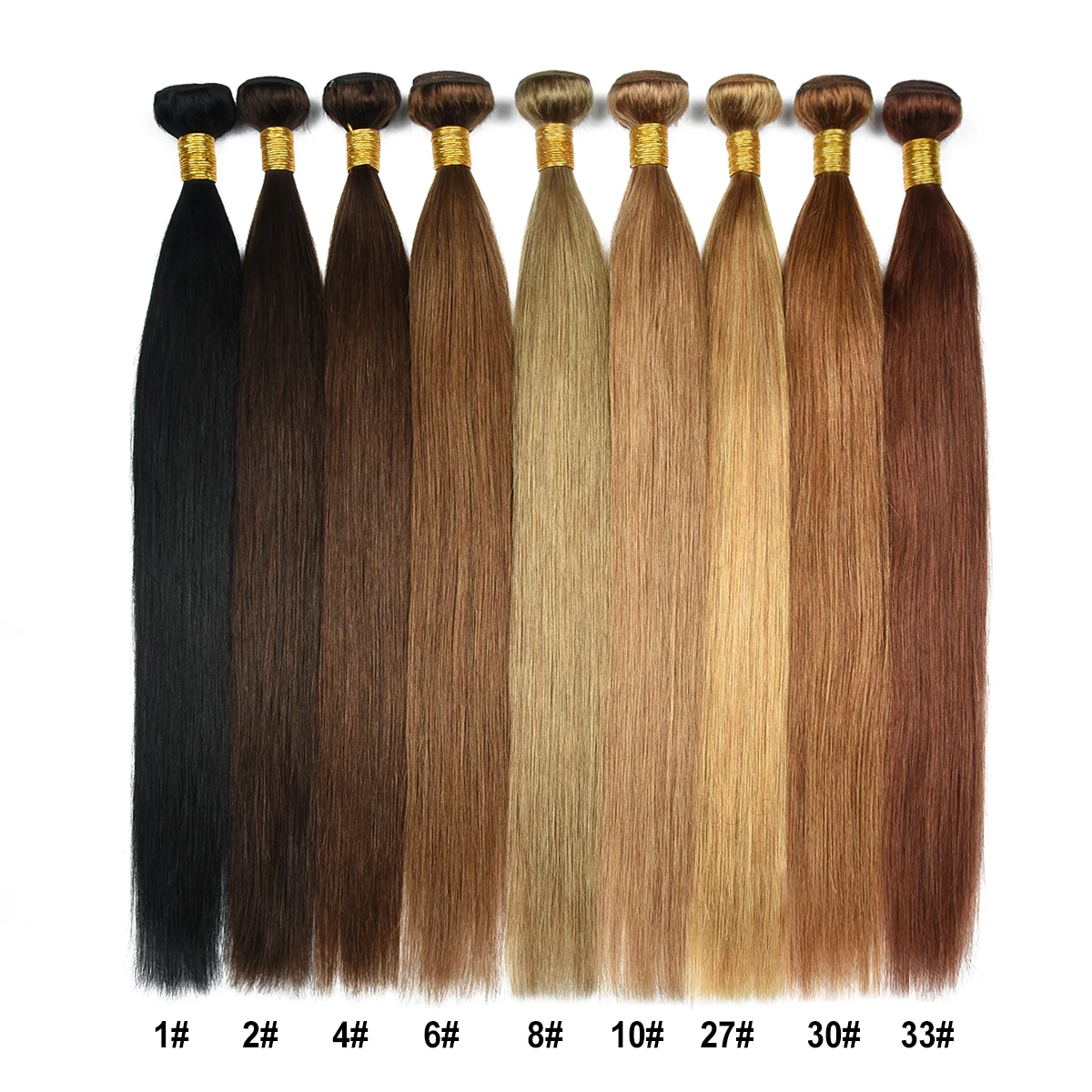 Bundles de tissage de cheveux humains droits personnalisés, extension de cheveux, tissage de cheveux humains Remy, 10A, #6, #8, #10, vente en gros