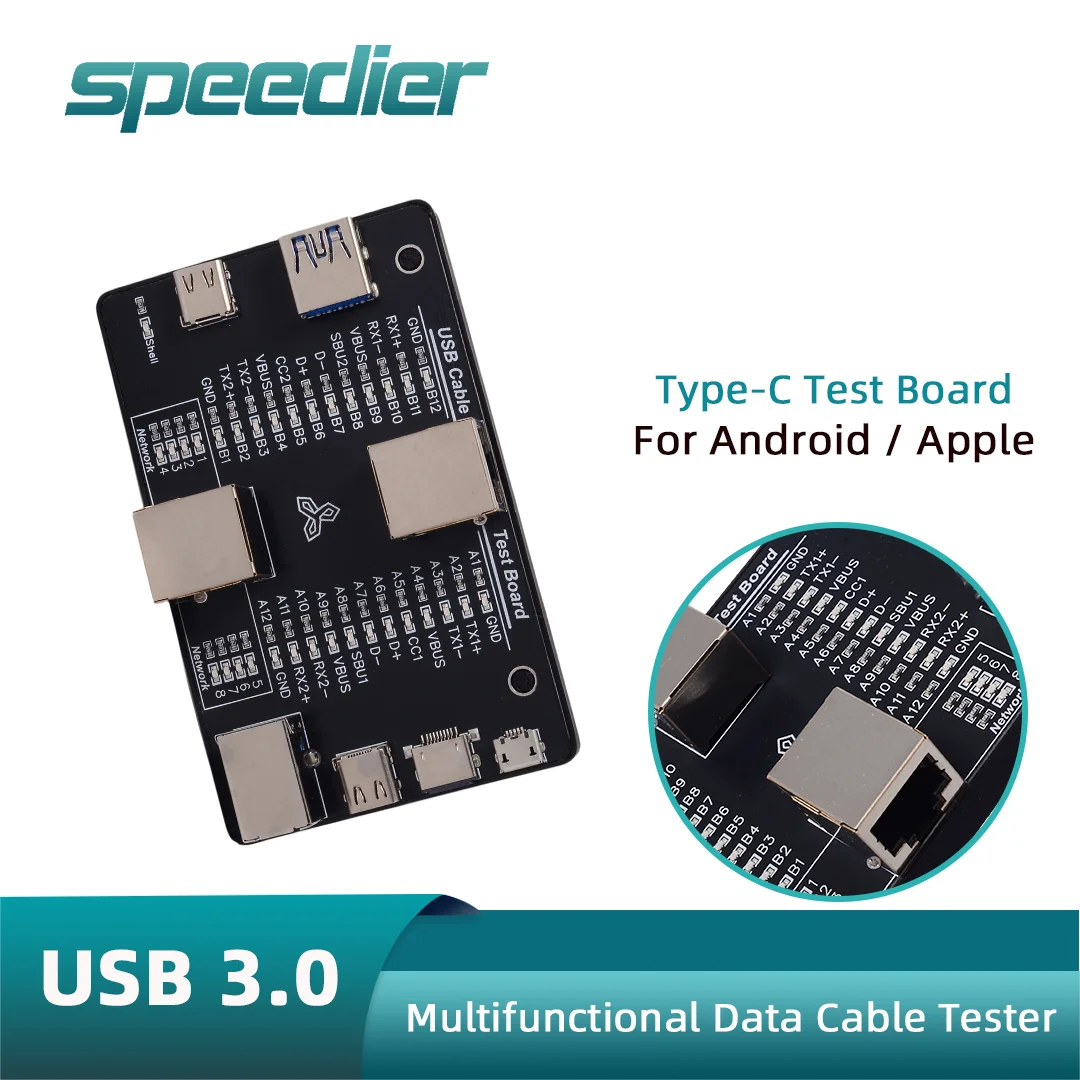Speedier Multifunctional USB Data Cable Tester USB 3.0 Type-C USB-C Fast Charging Cable Test Board for Android IPhone Upgrade
