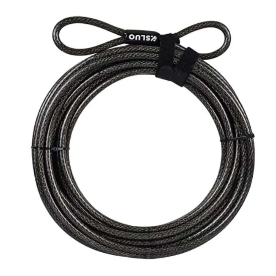 

40FT Security Steel Cable with Loops 3/8 inch 10 mm Thick Heavy Duty Vinyl Coated Braided Lock Cable Cut Resistant Weatherproof
