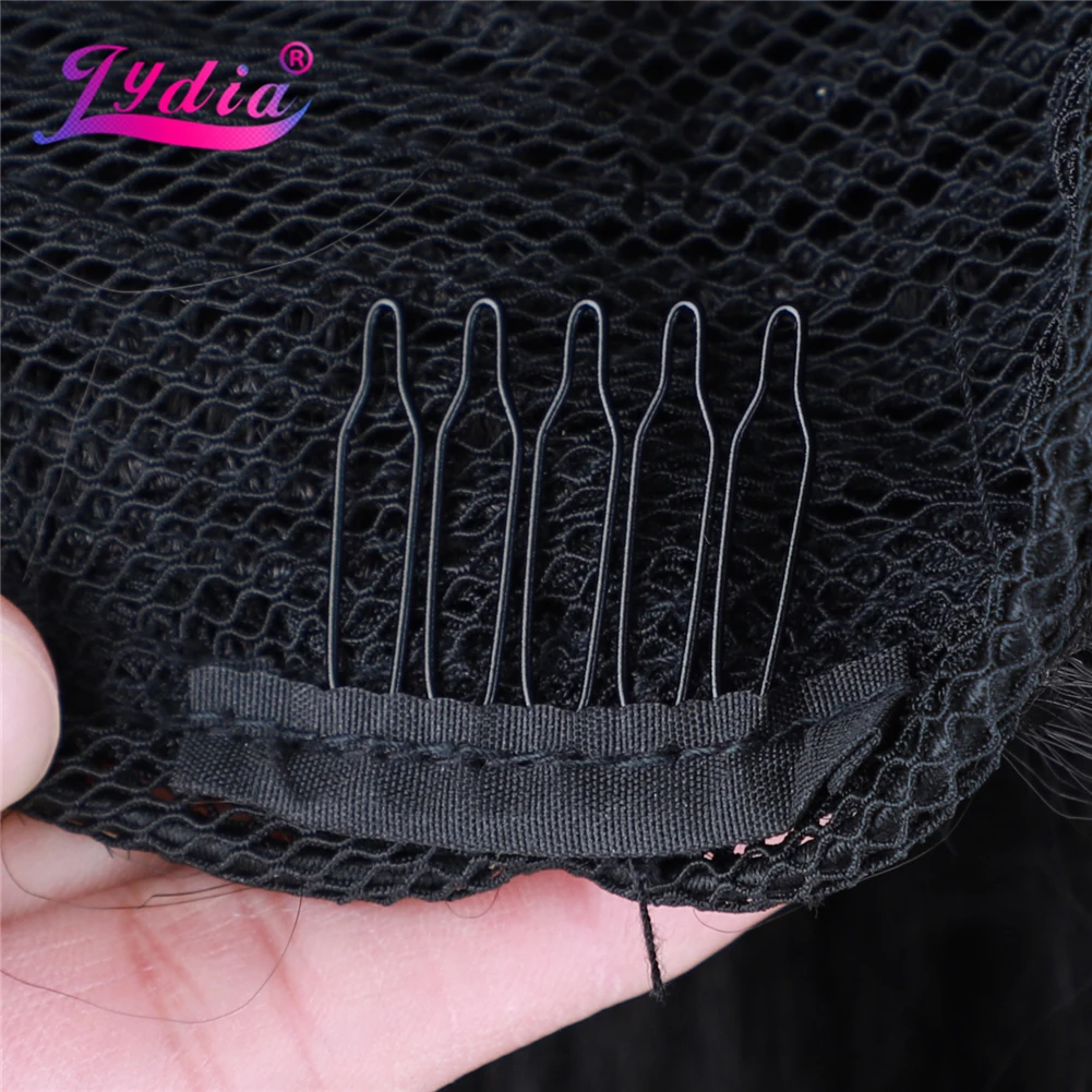 Lydia Tail Dancing Lose lockige synthetische 20" verworrene gerade Haarteile zwei Kunststoffkämme Kordelzug Pferdeschwanz Haarverlängerung schwarz – Detail 11