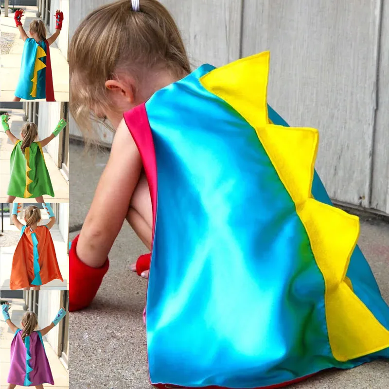 Deluxe Dinosaur Cape Cloak, 70cm Dragon Design with Wristbands, Role Play Costume for Birthday Party Festival