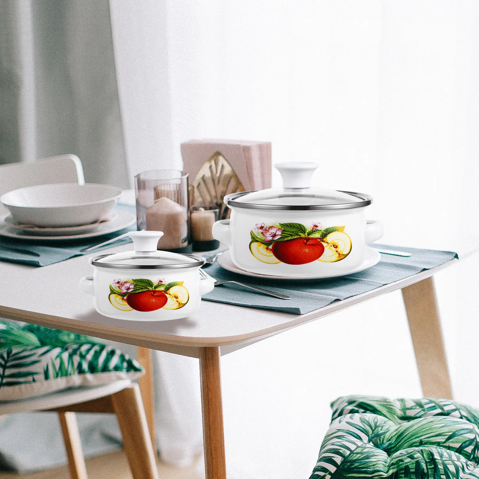 

3pcs Mini Soup Pot Set Enamel Pots Small Size 12 14 16 Pattern R om Practical Two Protect Suitable Electric Stoves
