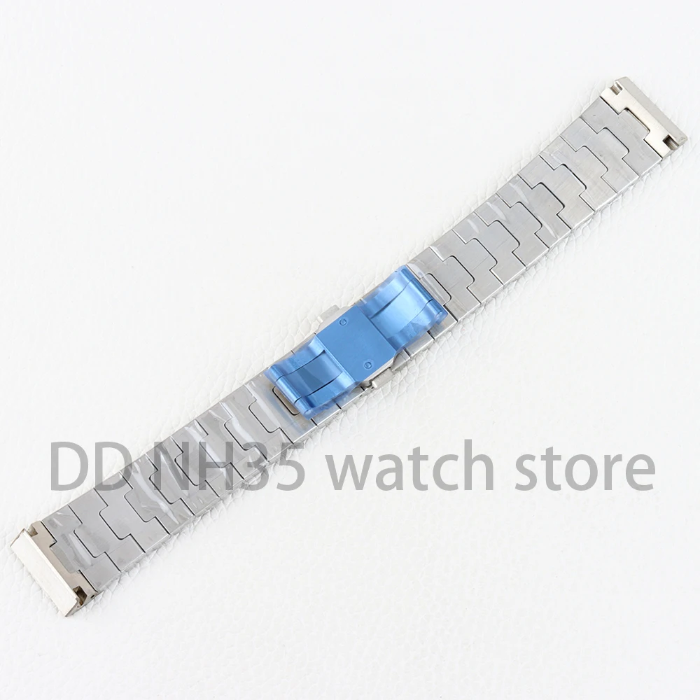 Silver 38mm NH35 Watch Case 21mm Width Solid 316L Stainless Steel Bracelet for Santos NH35 NH36 NH38 Movement 27mm Dial