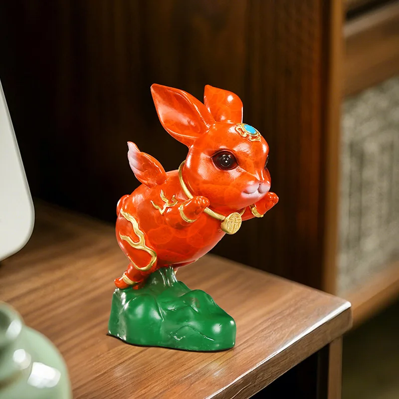 Color Copper Bunny Decoration Home Office Chinese Zodiac Sign Of Indoor Desktop Mini Flying Rabbit Handicraft Equipment O