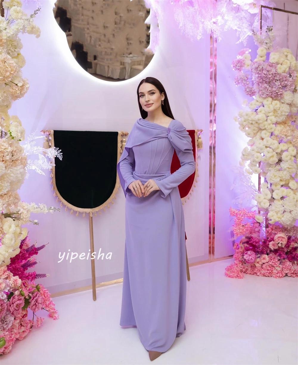  Chiffon Draped Pleat Valentine's Day A-line Square Collar Bespoke Occasion Gown Long Dresses Saudi Arabia Evening