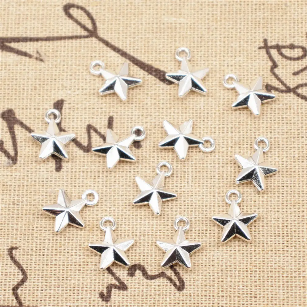 

Jewelri For Woman Diy Charms Pentagram Antique Silver Color Jewelri Pendant 12x14mm 20pcs