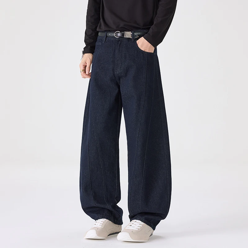 Men Streetwar Fashion Hip Hop Loose Casual Wide Leg Denim Baggy Jeans Machete Pants Cityboy Harem Scimitar Trousers Man