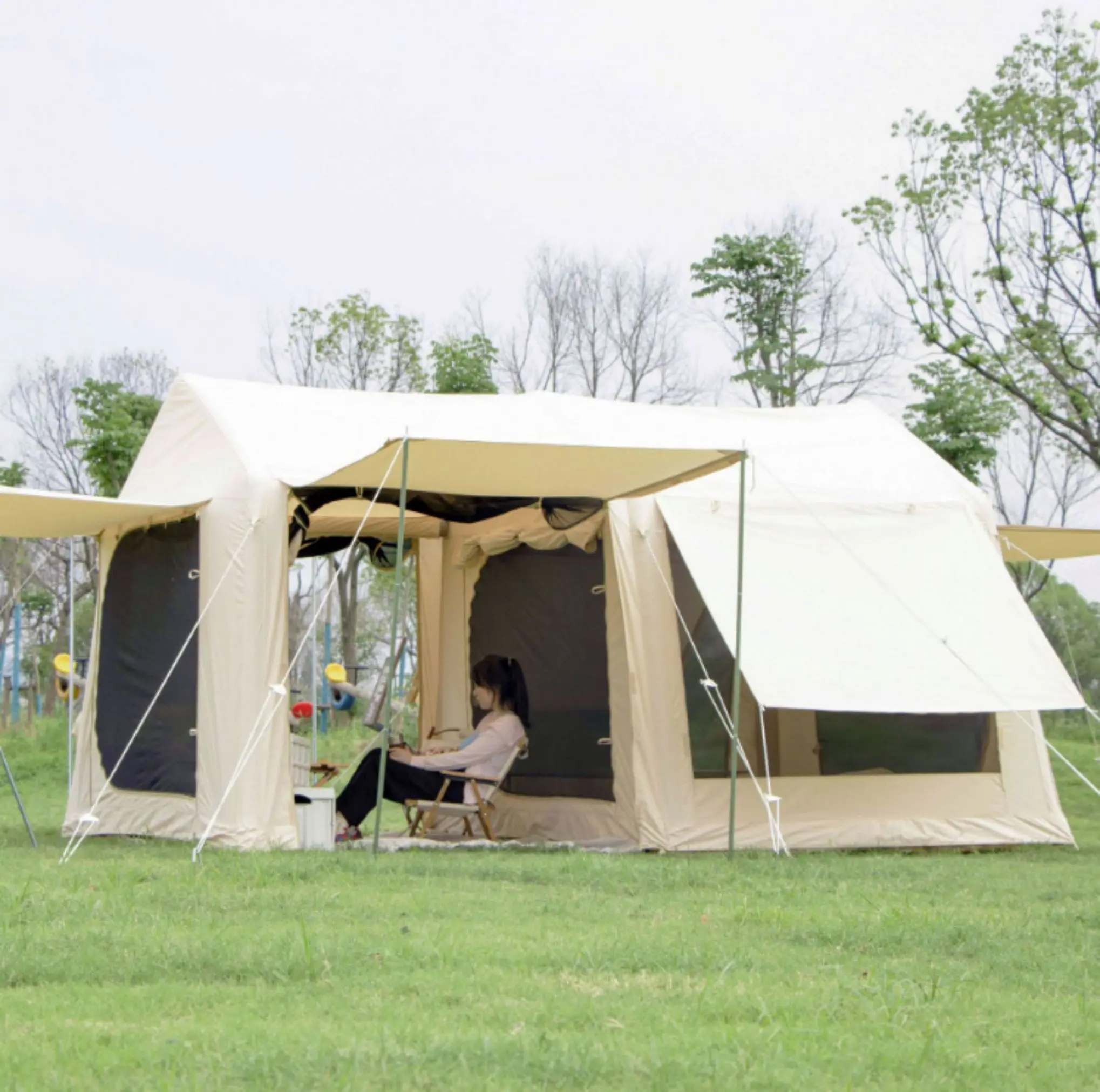 Fabricant de Camping en plein air, une chambre à coucher, un salon, tente quatre saisons, multi-famille, facile à construire