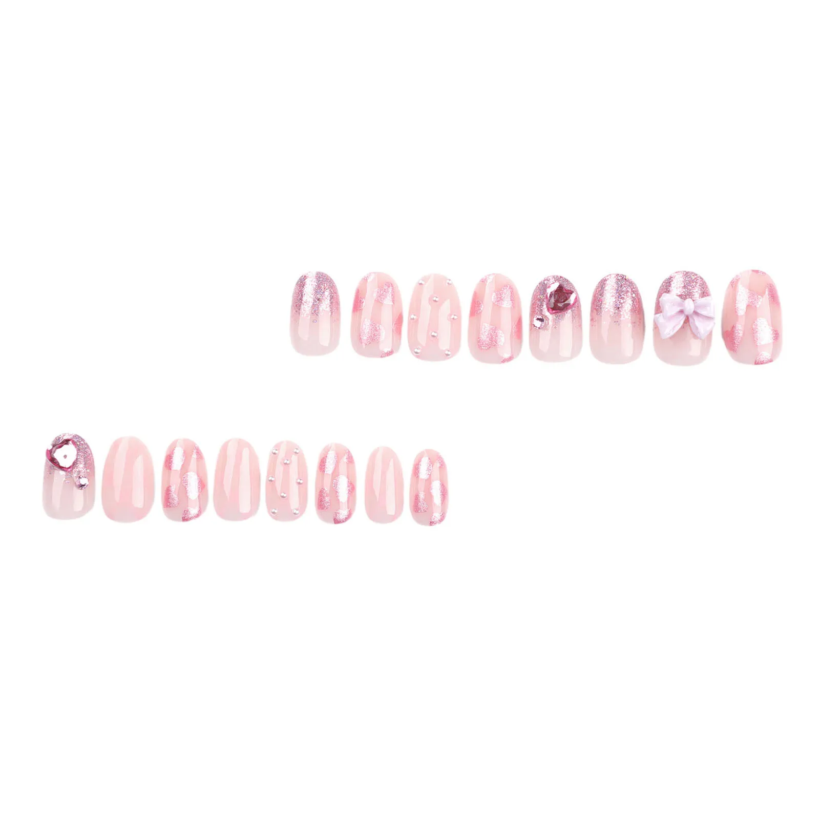 French Fake Nails with Glitter Tip Decor Easy to Apply Simple to Peel off Nails for Hot Girl Dress Matching