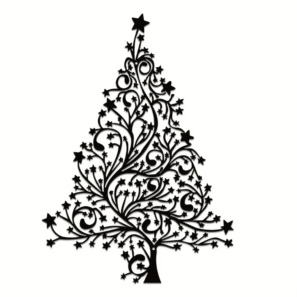 CIFBUY Iron Wall Art,2D Flat Laser Cut Geometric Tree Metal Hanging Sculpture,Rustproof Powder‑Coated Wall Decor