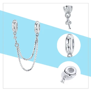 WOSTU 100% 925 Sterling Silver Rantai Pengaman Kupu-kupu Pesona Sayap Malaikat Manik-manik Hati Merah Muda Pas Gelang Asli Hadiah Perhiasan DIY 10 pesona sayap penjualan terbaik - №