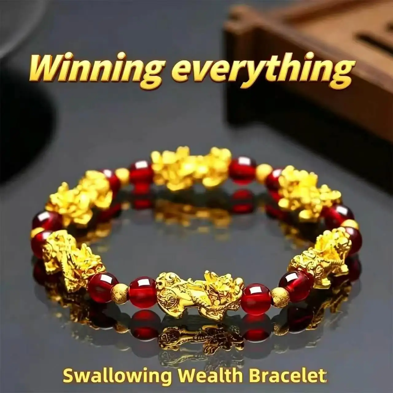 Pi Xiu Bracelet Alloy Material Wealth Bringer Money Attracting Beads Gold Tone