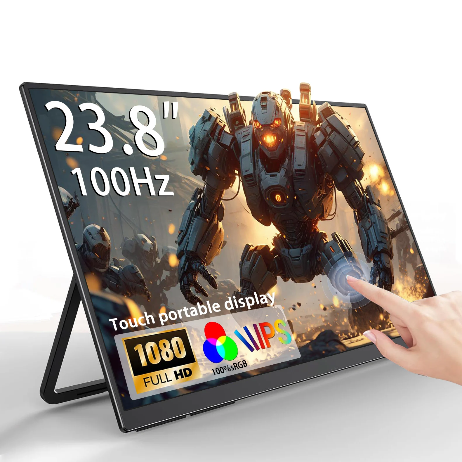 

AHXJKA 23.8 Inch Touch/No Touch Portable Computer Display Monitor FHD100% sRGB IPS Screen w/Stand For Laptop PC Mac Phone Game