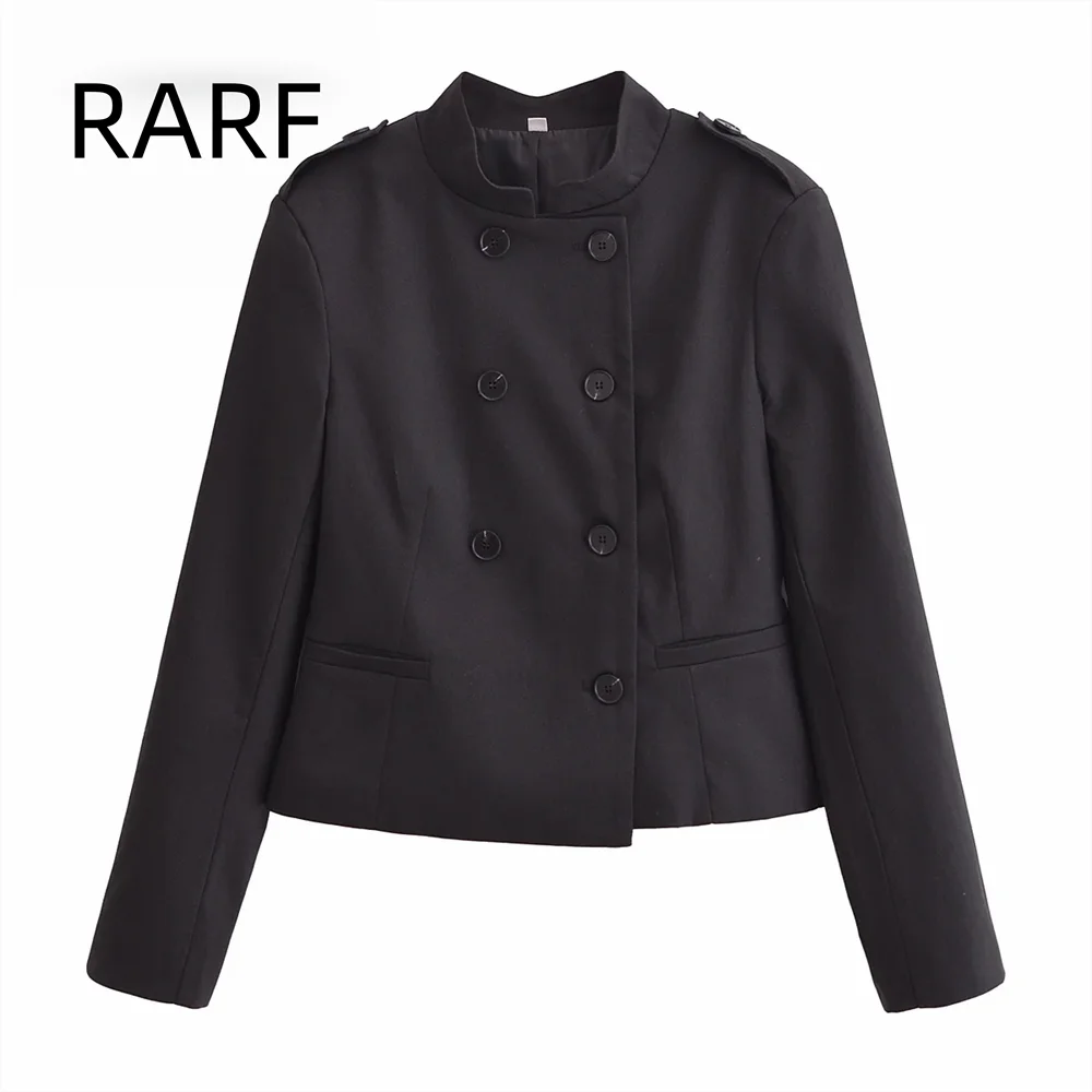 

2024 Autumn/Winter New Product Women's Versatile Strap Decoration Long Sleeve Stand up Collar Slimming Suit Coat