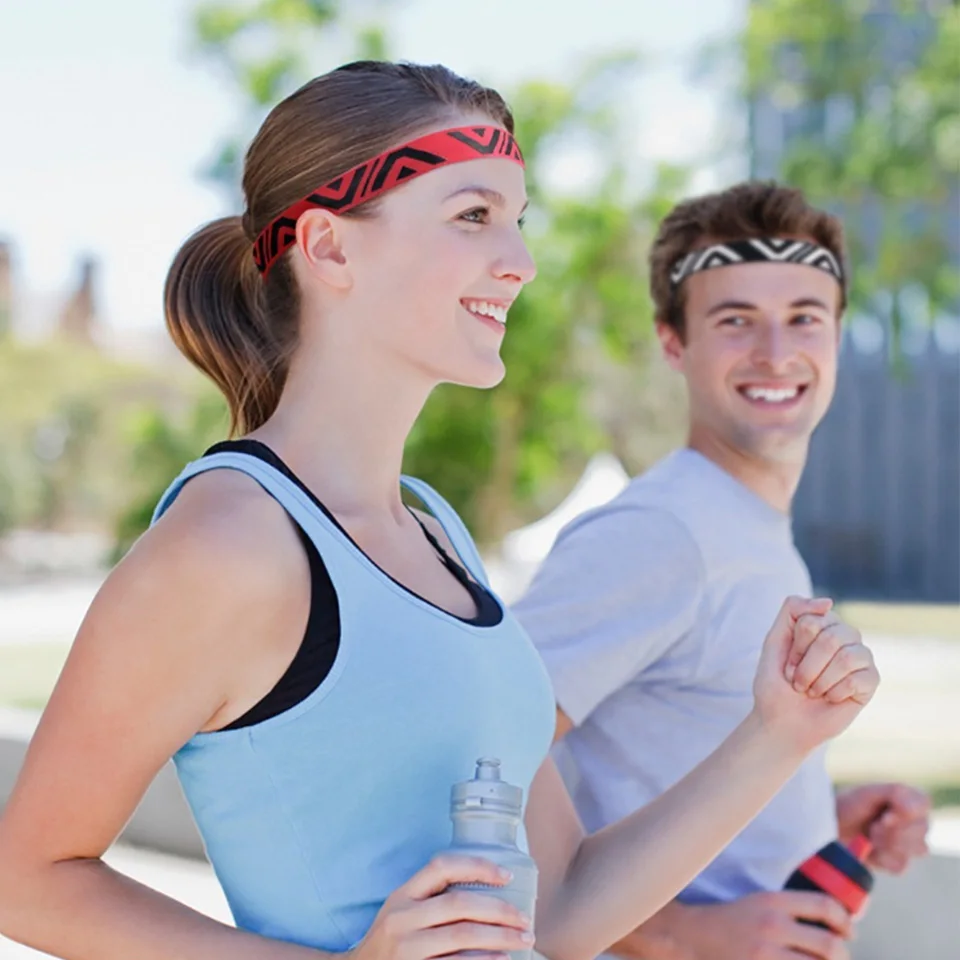 Breathable Sports Fitness Sweat Belt Mens Elastic Headband Wide Sweatband Stretch Sweat Sport Yoga Run Solid Hairband