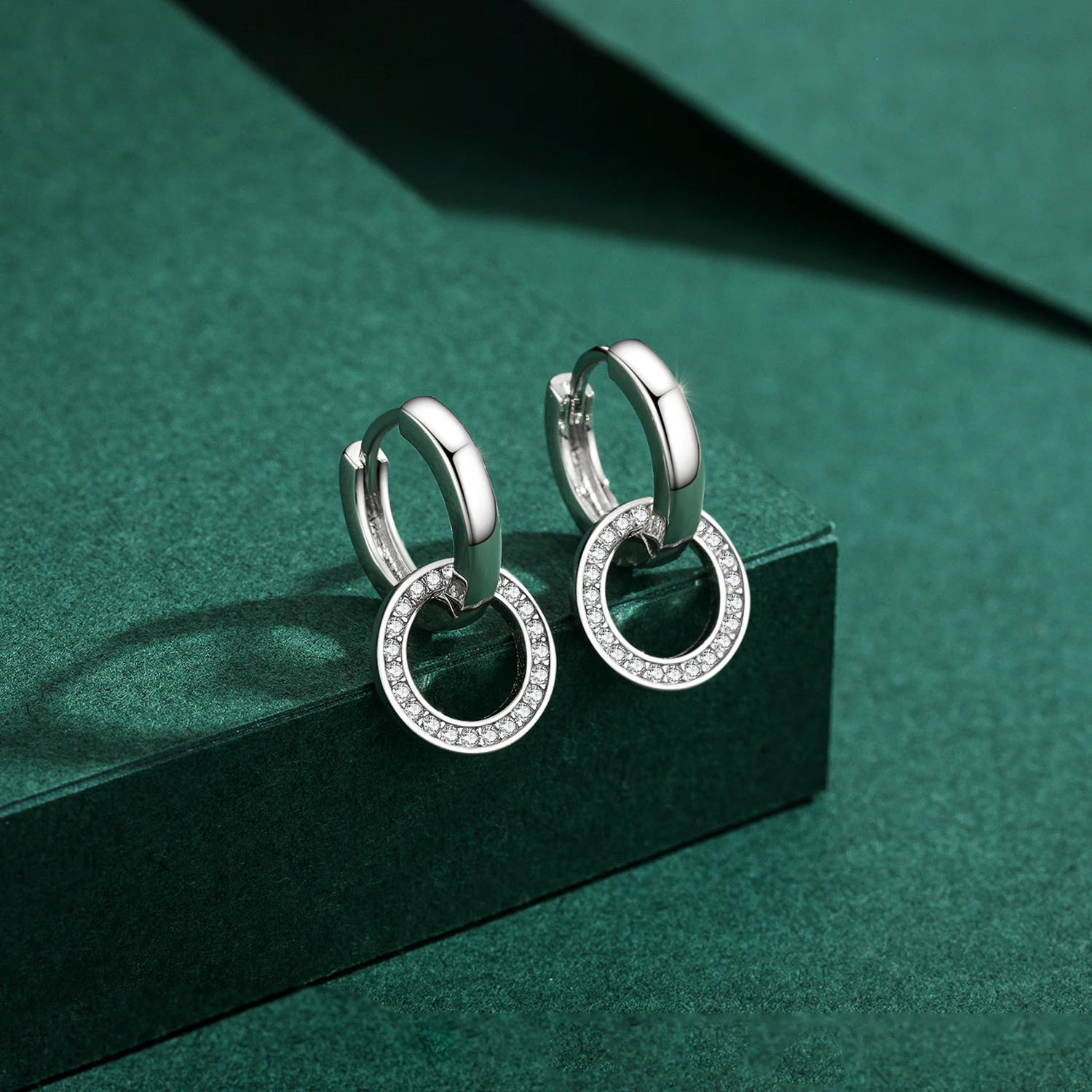 Modian Sparkling Hoop Earrings Fashion Charm 100% 925 Sterling Silver Clear CZ Circle Ear For Women Wedding Statement Jewelry