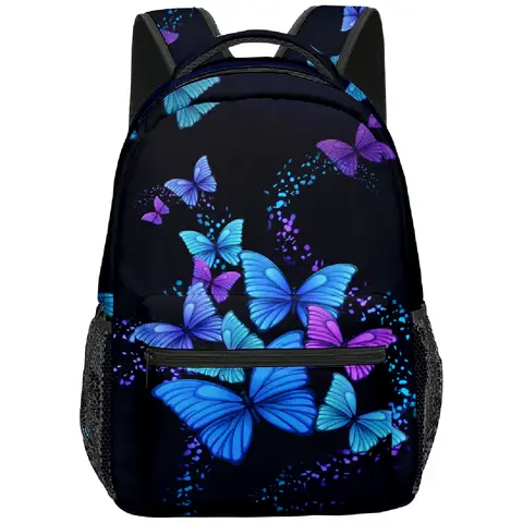 Mochila para estudiantes con mariposas divertidas y populares a la moda, mochilas para Notebook con estampado 3D, mochilas de viaje impermeables Oxford para niños y niñas