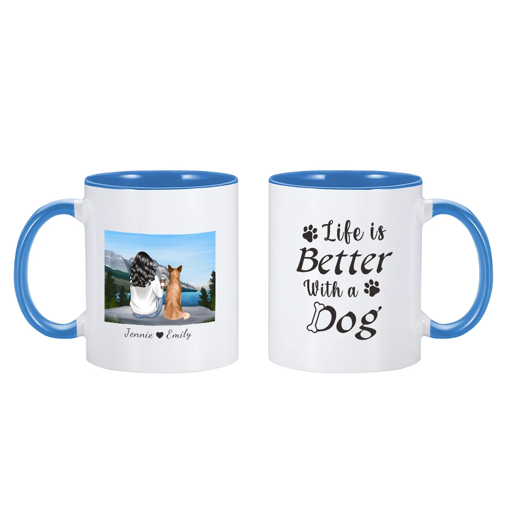 Personalized Name Mug Life is Better with Dog Design Coffee Mug Custom Tea Cup Chocolate Milk Beer Mugs Lovers Friends Gifts