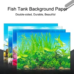 Pegatina de paisaje de acuario de doble cara 3D, póster de tanque de peces, Océano, plantas marinas, pegatina de fondo, decoración, accesorios de acuario